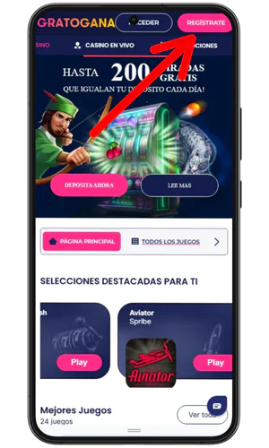 Botón de registro Gratogana