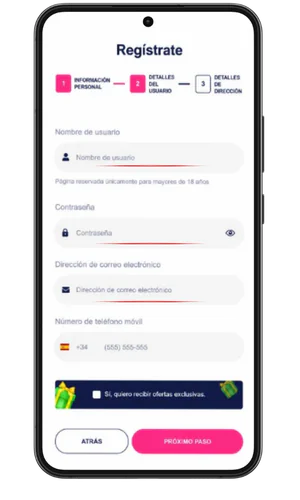 Paso 2 del registro Gratogana